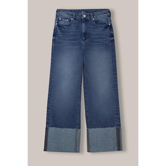 Womens High Waist Wide Leg Jeans Light Wash Cotton Polyester Elastane - Picture 5 of 5